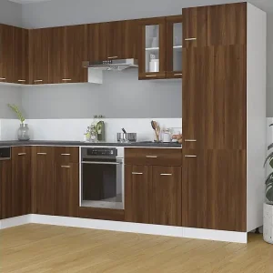 Garantierte Lieferung Hängeschrank Lyon Glas Braun Eiche-Optik 60x31x60 cm Holzwerkstoff