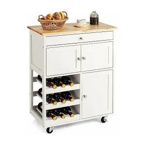 Jetzt Kaufen Servierwagen mit Schubladen und 3-stöckigem, Küchenwagen Küchenregal Rollwagen Holz weiß