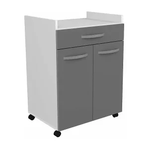 60cmWagen – 1 Schublade und 1 Tür – 60 x 44 x 81 cm – glänzende graue Farbe Günstig