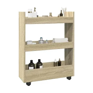 Aufbewahrungswagen Schmal 3 Etagen Sonoma Eiche Holzwerkstoff Aktuell