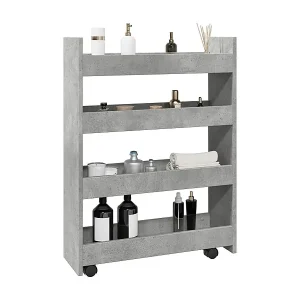 Aufbewahrungswagen Schmal 4 Etagen Betongrau Holzwerkstoff Saisonangebot