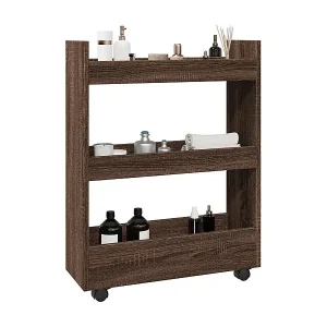 Aufbewahrungswagen Schmal 3 Etagen Eichen-Optik Holzwerkstoff Neu