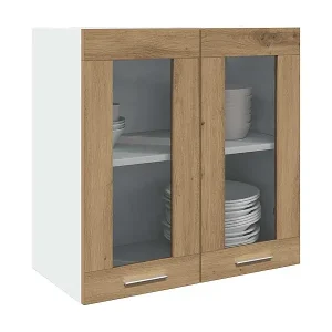 Sofort Bestellen Küchen-Wandschrank Lyon mit Glastüren Artisan-Eiche 60x31x60 cm
