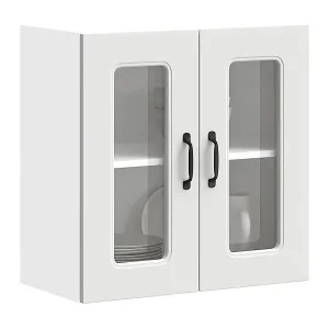 Expressversand Küchen-Hängeschrank mit Glastür Kalmar Weiß Holzwerkstoff