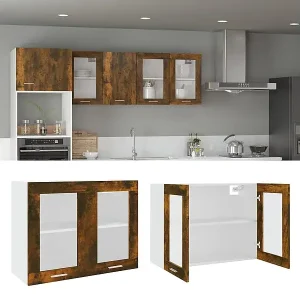 Sale Hängeschrank Lyon Glas Räuchereiche 80x31x60 cm Holzwerkstoff
