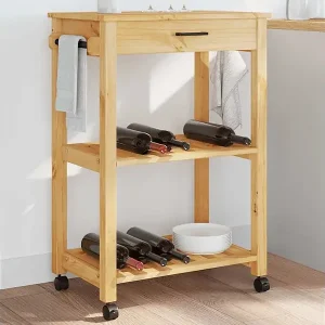 Begrenztes Angebot Küchenwagen MONZA 60x40x88,5 cm Massivholz Kiefer