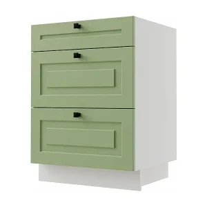 Zertifiziert SCHUBLADENUNTERSCHRANK Rimini D3A/60 RAL 6025 Farngrün Matt / Weiß 60 / 50 / 82cm