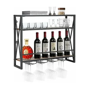 Weinregal mit 4 Reihen Weingläserhalter Geprüft