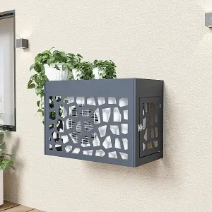 Abdeckung für Klimaanlage/Wärmepumpe aus durchbrochenem Aluminium - Mit Zugangstür - Anthrazit - KAZOMA Abverkauf