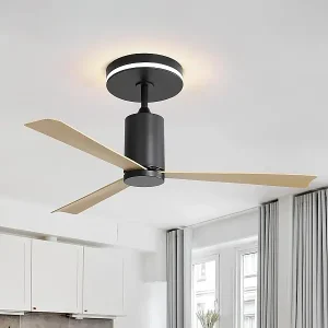 52 Zoll schwarzer Deckenventilator - Deckenventilator mit LED-Licht und Fernbedienung - 3 ABS-flügel - für das wohnzimmer Sofort Bestellen