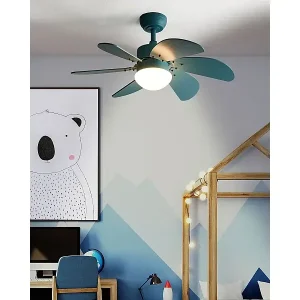 Zertifiziert Moderner Deckenventilator mit Fernbedienung LED-Beleuchtung Kunststoff und Sperrholz Blau Logar