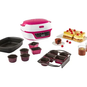 Küchenroboter für Gebäck Tefal Cake Factory Délices 1100W weiß/Himbeere mit 5 Programmen und CreaBake-Formen inklusive Günstig