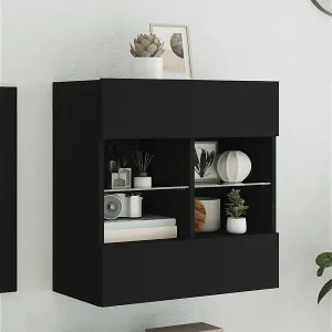 Preisreduziert TV-Wandschrank mit LED-Leuchten Schwarz 58,5x30x60,5 cm