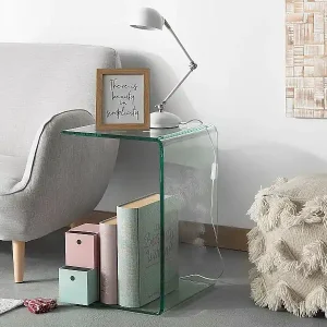 Zertifiziert Minimalistischer Beistelltisch transparent Glas Lourdes