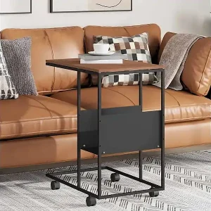 Beistelltisch mit Rollen Schwarz 55x36x63,5 cm Holzwerkstoff Versand Am Gleichen Tag