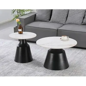 2er-Set Couchtische aus Keramik "Vulca" - 70 x 70 x 43 cm - Weiß Direkt Vom Hersteller