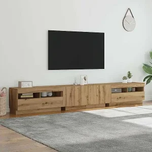 TV-Schrank mit LED-Leuchten Artisan-Eiche 260x35x40 cm Preiswert
