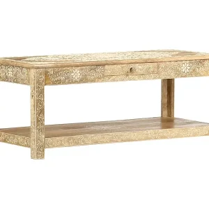 Couchtisch 110 x 50 x 45 cm Handgemalt Massivholz Mango Neu