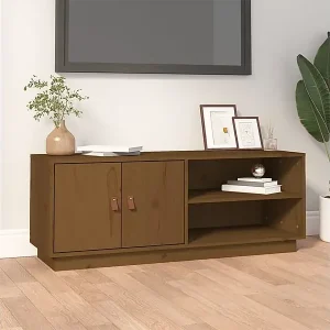 Billig TV-Schrank Honigbraun 105x34x40 cm Massivholz Kiefer