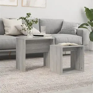 2er-Set Satztische Couchtische Grau Sonoma Holzwerkstoff -MN20644 Expressversand