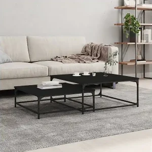 2er-Set Satztische Couchtische Schwarz Holzwerkstoff -MN58114 Echt