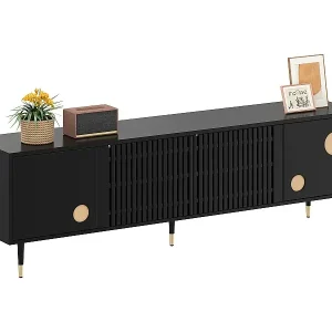 Begrenztes Angebot TV-Schrank mit Gitterstruktur - 170 x 36 x 54 cm - mit 4 Türen - MDF - schwarz