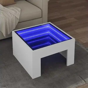 Couchtisch mit Infinity-LED Weiß 50x50x30 cm Sonderangebot