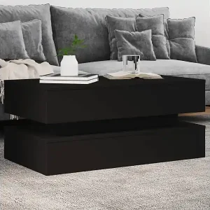 Couchtisch mit LED-Leuchten Schwarz 90x50x40 cm Expressversand