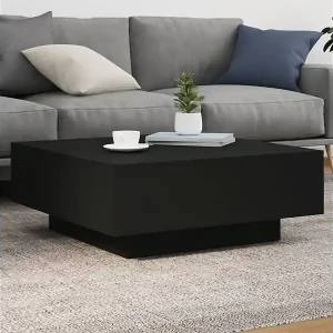 Couchtisch mit LED-Leuchten Schwarz 80x80x31 cm Must-Have