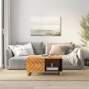 Billig Couchtisch Braun und Schwarz 80x50x40 cm Massivholz Mango