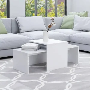 Angebot Couchtisch-Set Weiß 100x48x40 cm Holzwerkstoff