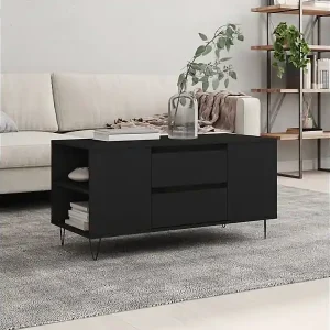Geprüft Couchtisch Schwarz 102x44,5x50 cm Holzwerkstoff