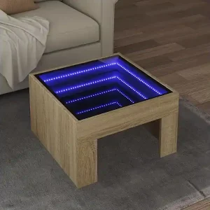 Couchtisch mit Infinity-LED Sonoma-Eiche 50x50x30 cm Online Kaufen
