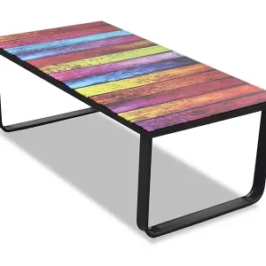 Couchtisch mit Glasplatte Regenbogen-Aufdruck Begrenztes Angebot