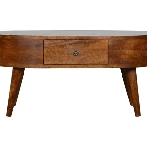 Abgerundeter Couchtisch aus Kastanienholz von Artisan Furniture, 2 Schubladen, braun Zertifiziert