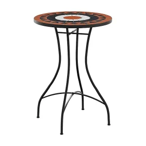 Zertifiziert Michael AlanMosaik-Bistrotisch Terrakottarot und Weiß Ø50x70 cm Keramik