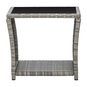 Versand Am Gleichen Tag Paul-ÉtienneCouchtisch Grau 45x45x40 cm Poly Rattan und Glas