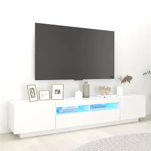 TV-Schrank mit LED-Leuchten Weiß 200x35x40 cm Abverkauf