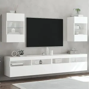 2er TV-Schränke,TV-Wandschränke mit LED-Leuchten Weiß 40x30x60,5 cm -gkd145991 Direktkauf