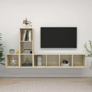 3-tlg. TV-Schrank-Set,TV-Möbel Sonoma-Eiche Holzwerkstoff -gkd616976 Solange Der Vorrat Reicht