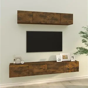 4-tlg. TV-Schrank-Set,TV-Möbel Räuchereiche Holzwerkstoff -gkd354572 Sichere Zahlung