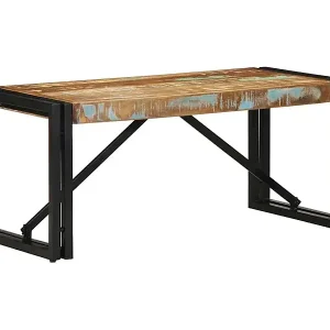 Zertifiziert Couchtisch Mehrfarbig 80x40x35 cm Altholz Massivholz
