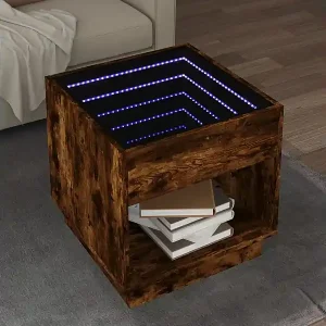 Günstig Couchtisch mit Infinity-LED Räuchereiche 50x50x50 cm