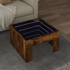 Couchtisch mit Infinity-LED Räuchereiche 50x50x30 cm Preisreduziert