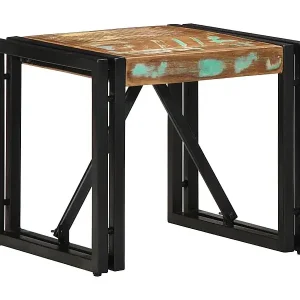 Couchtisch Mehrfarbig 40x40x35 cm Altholz Massivholz Neuheit