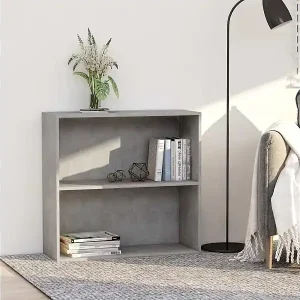Bücherregal 2 Fächer Betongrau 80x30x76,5 cm Holzwerkstoff Neu Im Sortiment
