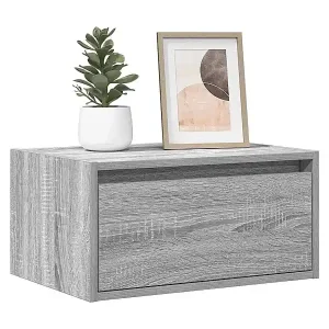 Wand-Nachttisch mit LED-Leuchten Grau Sonoma Preisknaller