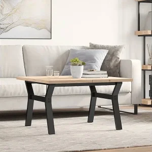 Angebot Couchtisch Y-Gestell 80x80x45,5cm Massivholz Kiefer & Stahl