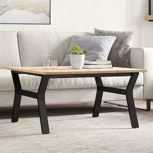 Zertifiziert Couchtisch Y-Gestell 80x80x45cm Massivholz Kiefer und Stahl