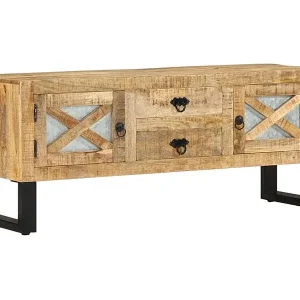 TV-Schrank 110x30x45 cm Raues Mangoholz Billig